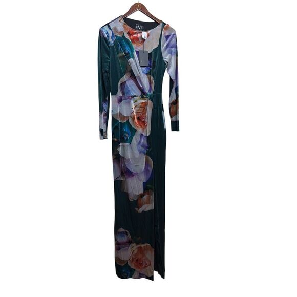 Black Halo Green Floral Maxi Dress with Twist Front Black Halo Green Floral Maxi Dress with Twist Front